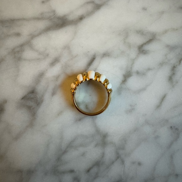 White Striped Dome Ring: Size 6 - Picture 2 of 4